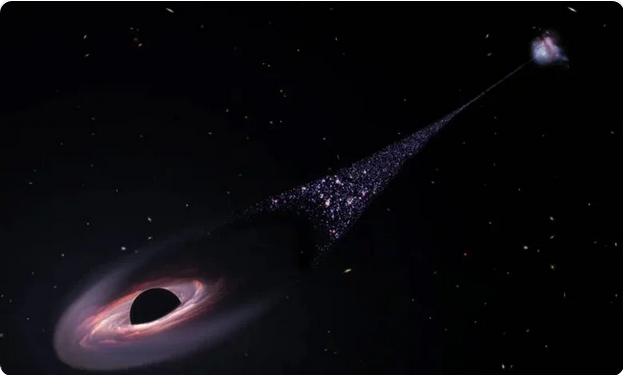 اكتشاف ثقب أسود ضخم يتسبّب تدفقه في الفضاء بتكوين مسارات من النجوم